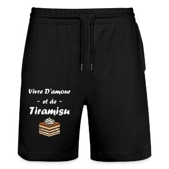 Humour tiramisu - Short de jogging bio TRAINER Stanley/Stella unisexe - noir - Devant - Nik (191cm) & Marisol (170cm)