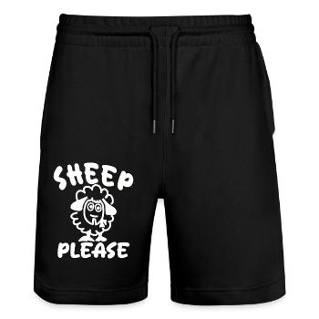 Schaf bitte - Stanley/Stella Unisex Bio Joggingshorts Trainer  - Schwarz - Vorne - Nik (191cm) & Marisol (170cm)
