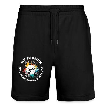 Correctional Nurse My Passion My Corrections Nurse - Stanley/Stella Trainer Unisex Organic Jogging Shorts - black - Front - Nik (191cm) & Marisol (170cm)