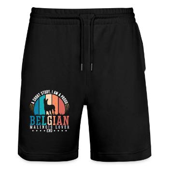 Belgian Malinois Lover A Short Story Working Dog - Stanley/Stella Unisex Bio Joggingshorts Trainer  - Schwarz - Vorne - Nik (191cm) & Marisol (170cm)