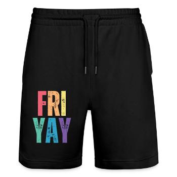 Fri Yay Enseignants Ambiance du week-end de l’école - Short de jogging bio TRAINER Stanley/Stella unisexe - noir - Devant - Nik (191cm) & Marisol (170cm)