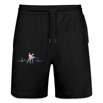 Ballet, Dancer, Heartbeat, Ekg, Ballerina - Stanley/Stella Trainer Unisex Organic Jogging Shorts - black - Front - Nik (191cm) & Marisol (170cm)