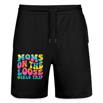Mamans sur le voyage des filles lâches - Short de jogging bio TRAINER Stanley/Stella unisexe - noir - Devant - Nik (191cm) & Marisol (170cm)
