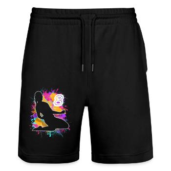 Soccer Woman Soccer 8th Birthday - Stanley/Stella Trainer Unisex Organic Jogging Shorts - black - Front - Nik (191cm) & Marisol (170cm)