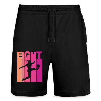 8th Birthday Women's Soccer Soccer Female Soccer Player - Stanley/Stella Trainer Unisex Organic Jogging Shorts - black - Front - Nik (191cm) & Marisol (170cm)