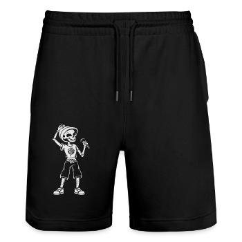 Drôle Squelette Crâne Chanteur Halloween - Short de jogging bio TRAINER Stanley/Stella unisexe - noir - Devant - Nik (191cm) & Marisol (170cm)