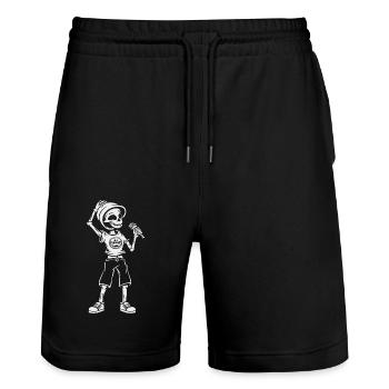 Drôle Squelette Crâne Chanteur Halloween - Short de jogging bio TRAINER Stanley/Stella unisexe - noir - Devant - Nik (191cm) & Marisol (170cm)