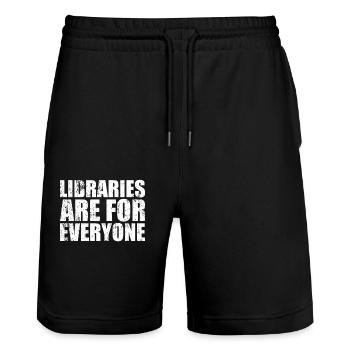 Libraries are for everyone Book lovers - Stanley/Stella Trainer Unisex Organic Jogging Shorts - black - Front - Nik (191cm) & Marisol (170cm)