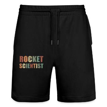 Rocket Scientist Aerospace Engineer Spaceship - Stanley/Stella Trainer Unisex Organic Jogging Shorts - black - Front - Nik (191cm) & Marisol (170cm)