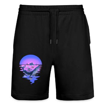 animaux marins, mammifères marins, poisson, poisson, océan, aileron - Short de jogging bio TRAINER Stanley/Stella unisexe - noir - Devant - Nik (191cm) & Marisol (170cm)