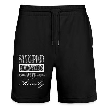 Funny Quote Blended Families Cool Quality Time - Stanley/Stella Trainer Unisex Organic Jogging Shorts - black - Front - Nik (191cm) & Marisol (170cm)