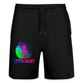 House Painter Decorator Retro 80s - Stanley/Stella Trainer Unisex Organic Jogging Shorts - black - Front - Nik (191cm) & Marisol (170cm)