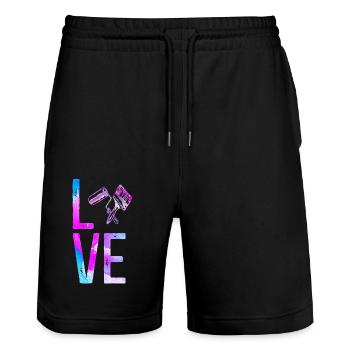 House Painter Decorator Watercolor - Stanley/Stella Trainer Unisex Organic Jogging Shorts - black - Front - Nik (191cm) & Marisol (170cm)