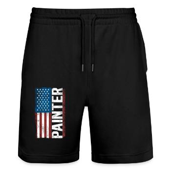 House Painter Decorator American - Stanley/Stella Unisex Bio Joggingshorts Trainer  - Schwarz - Vorne - Nik (191cm) & Marisol (170cm)