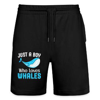 Nur ein Junge, der Wale liebt - Stanley/Stella Unisex Bio Joggingshorts Trainer  - Schwarz - Vorne - Nik (191cm) & Marisol (170cm)