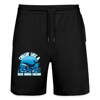 Chillin like a Blue Whale Villain - Stanley/Stella Trainer Unisex Organic Jogging Shorts - black - Front - Nik (191cm) & Marisol (170cm)