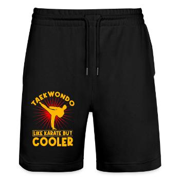 Taekwondo like Karate but Cooler - Stanley/Stella Trainer Unisex Organic Jogging Shorts - black - Front - Nik (191cm) & Marisol (170cm)