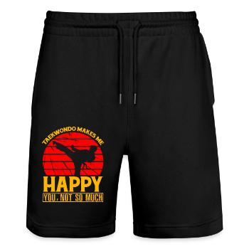 Le taekwondo me rend heureux toi, pas tellement - Short de jogging bio TRAINER Stanley/Stella unisexe - noir - Devant - Nik (191cm) & Marisol (170cm)