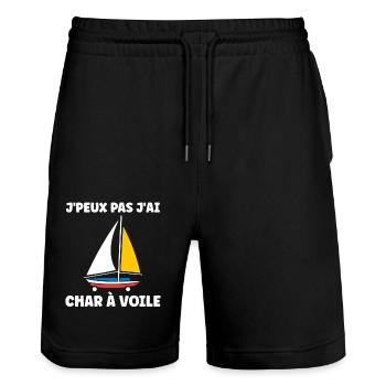 Humour Char à voile - Short de jogging bio TRAINER Stanley/Stella unisexe - noir - Devant - Nik (191cm) & Marisol (170cm)