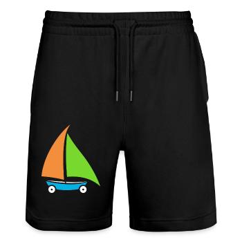 Char à voile - Short de jogging bio TRAINER Stanley/Stella unisexe - noir - Devant - Nik (191cm) & Marisol (170cm)