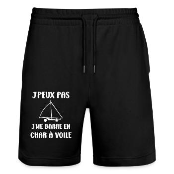 Humour Char à voile - Short de jogging bio TRAINER Stanley/Stella unisexe - noir - Devant - Nik (191cm) & Marisol (170cm)