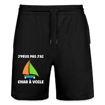 Humour Char à voile - Short de jogging bio TRAINER Stanley/Stella unisexe - noir - Devant - Nik (191cm) & Marisol (170cm)