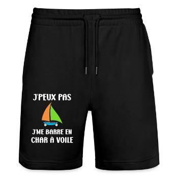 Humour Char à voile - Short de jogging bio TRAINER Stanley/Stella unisexe - noir - Devant - Nik (191cm) & Marisol (170cm)