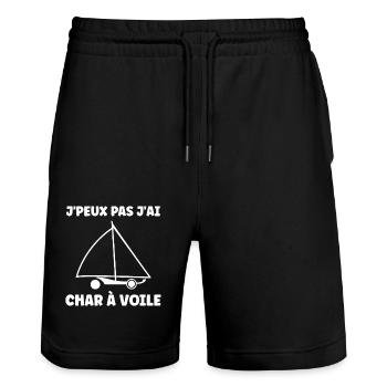 Humour Char à voile - Short de jogging bio TRAINER Stanley/Stella unisexe - noir - Devant - Nik (191cm) & Marisol (170cm)