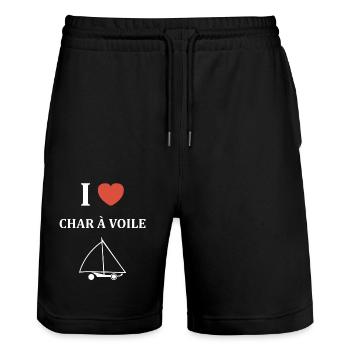 Humour Char à voile - Short de jogging bio TRAINER Stanley/Stella unisexe - noir - Devant - Nik (191cm) & Marisol (170cm)