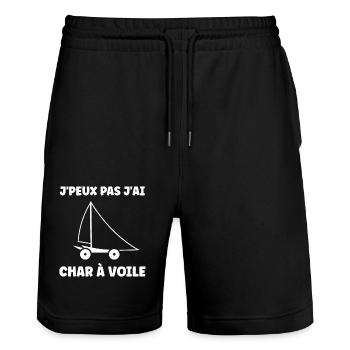 Humour Char à voile - Short de jogging bio TRAINER Stanley/Stella unisexe - noir - Devant - Nik (191cm) & Marisol (170cm)