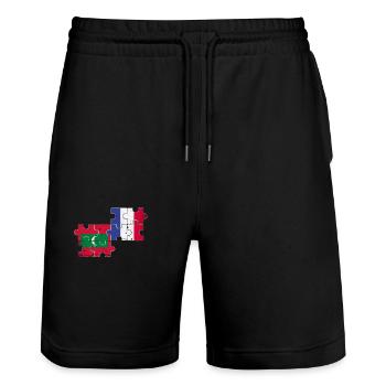Malediven Frankreich Vintage Flagge Malediver - Stanley/Stella Unisex Bio Joggingshorts Trainer  - Schwarz - Vorne - Nik (191cm) & Marisol (170cm)