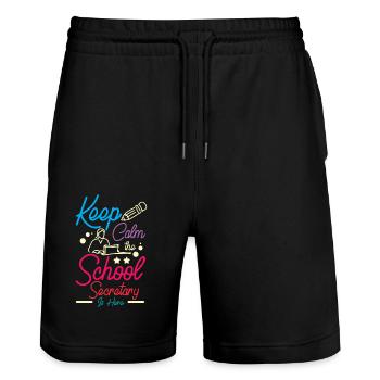 Keep calm the School secretary is here - Stanley/Stella Trainer Unisex Organic Jogging Shorts - black - Front - Nik (191cm) & Marisol (170cm)