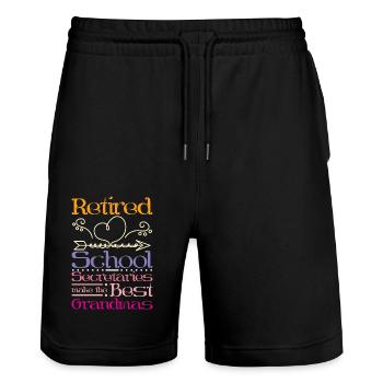 Retired school secretaries make the best grandmas - Stanley/Stella Trainer Unisex Organic Jogging Shorts - black - Front - Nik (191cm) & Marisol (170cm)