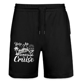 Hilfe, Ich Bin Auf Einer Familienkreuzfahrt - Stanley/Stella Unisex Bio Joggingshorts Trainer  - Schwarz - Vorne - Nik (191cm) & Marisol (170cm)