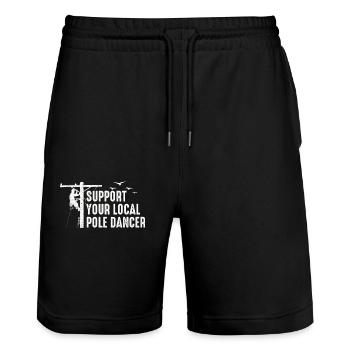 American Lineman Powerline Worker Design - Stanley/Stella Trainer Unisex Organic Jogging Shorts - black - Front - Nik (191cm) & Marisol (170cm)