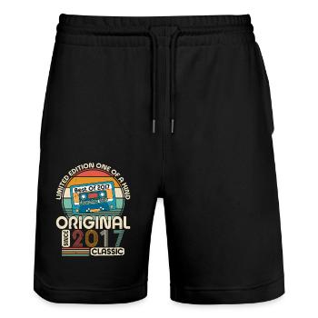 Jubiläumsfreude 2017 - Stanley/Stella Unisex Bio Joggingshorts Trainer  - Schwarz - Vorne - Nik (191cm) & Marisol (170cm)