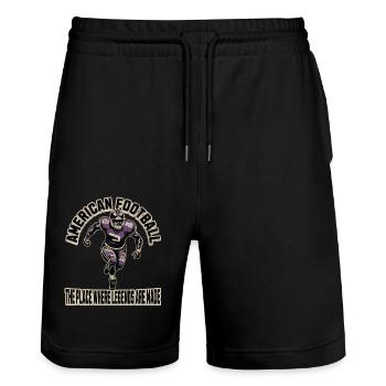 Touchdown Unsere American Football Kollektion - Stanley/Stella Unisex Bio Joggingshorts Trainer  - Schwarz - Vorne - Nik (191cm) & Marisol (170cm)