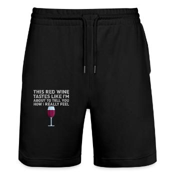 This Red Wine Tastes Like I'm Proud Alcohol Drink - Stanley/Stella Trainer Unisex Organic Jogging Shorts - black - Front - Nik (191cm) & Marisol (170cm)