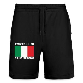 Tortellini Game Strong - Stanley/Stella Trainer Unisex Organic Jogging Shorts - black - Front - Nik (191cm) & Marisol (170cm)
