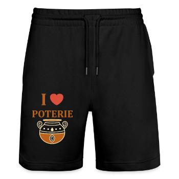 Poterie - Short de jogging bio TRAINER Stanley/Stella unisexe - noir - Devant - Nik (191cm) & Marisol (170cm)