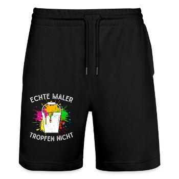 Malermeister Echte Maler tropfen Nicht Maler Idee - Stanley/Stella Unisex Bio Joggingshorts Trainer  - Schwarz - Vorne - Nik (191cm) & Marisol (170cm)