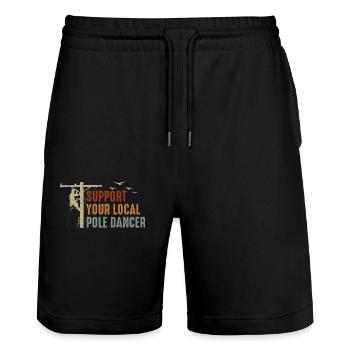 Unterstützen Sie Ihren Lokalen Pole Dancer Lineman - Stanley/Stella Unisex Bio Joggingshorts Trainer  - Schwarz - Vorne - Nik (191cm) & Marisol (170cm)