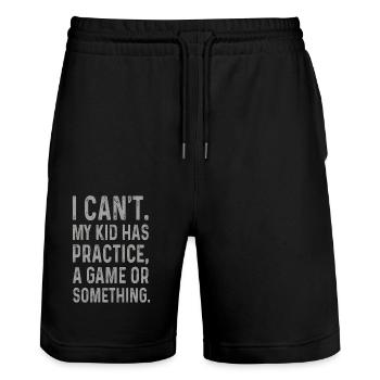 Ich kann nicht glauben, dass mein Kind ein Spiel oder so üben kann - Stanley/Stella Unisex Bio Joggingshorts Trainer  - Schwarz - Vorne - Nik (191cm) & Marisol (170cm)