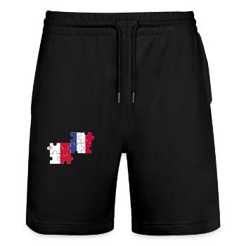 Malta France Flag French Maltese - Stanley/Stella Trainer Unisex Organic Jogging Shorts - black - Front - Nik (191cm) & Marisol (170cm)