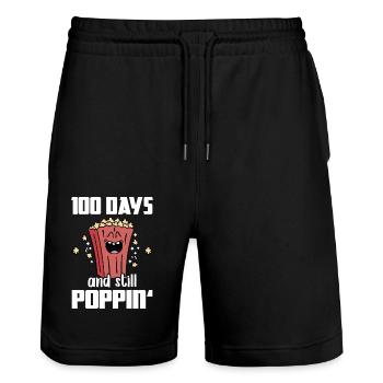 100 jours et toujours Poppin Poppin Popcorn Pun Pun School - Short de jogging bio TRAINER Stanley/Stella unisexe - noir - Devant - Nik (191cm) & Marisol (170cm)