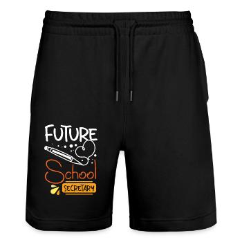 Future school secretary - Stanley/Stella Trainer Unisex Organic Jogging Shorts - black - Front - Nik (191cm) & Marisol (170cm)