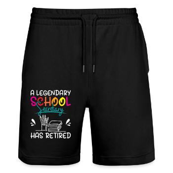 A legendary school secretary has retired - Stanley/Stella Unisex Bio Joggingshorts Trainer  - Schwarz - Vorne - Nik (191cm) & Marisol (170cm)