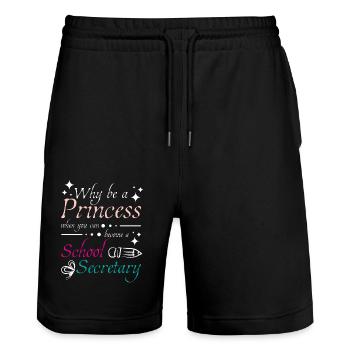 Princess school secretary - Stanley/Stella Trainer Unisex Organic Jogging Shorts - black - Front - Nik (191cm) & Marisol (170cm)