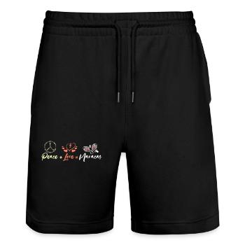 Paix, amour, Maracas - Short de jogging bio TRAINER Stanley/Stella unisexe - noir - Devant - Nik (191cm) & Marisol (170cm)