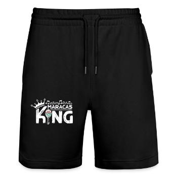 Garçon Maracas Roi - Short de jogging bio TRAINER Stanley/Stella unisexe - noir - Devant - Nik (191cm) & Marisol (170cm)